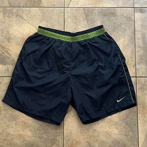 90s Nike navy and green swim shorts